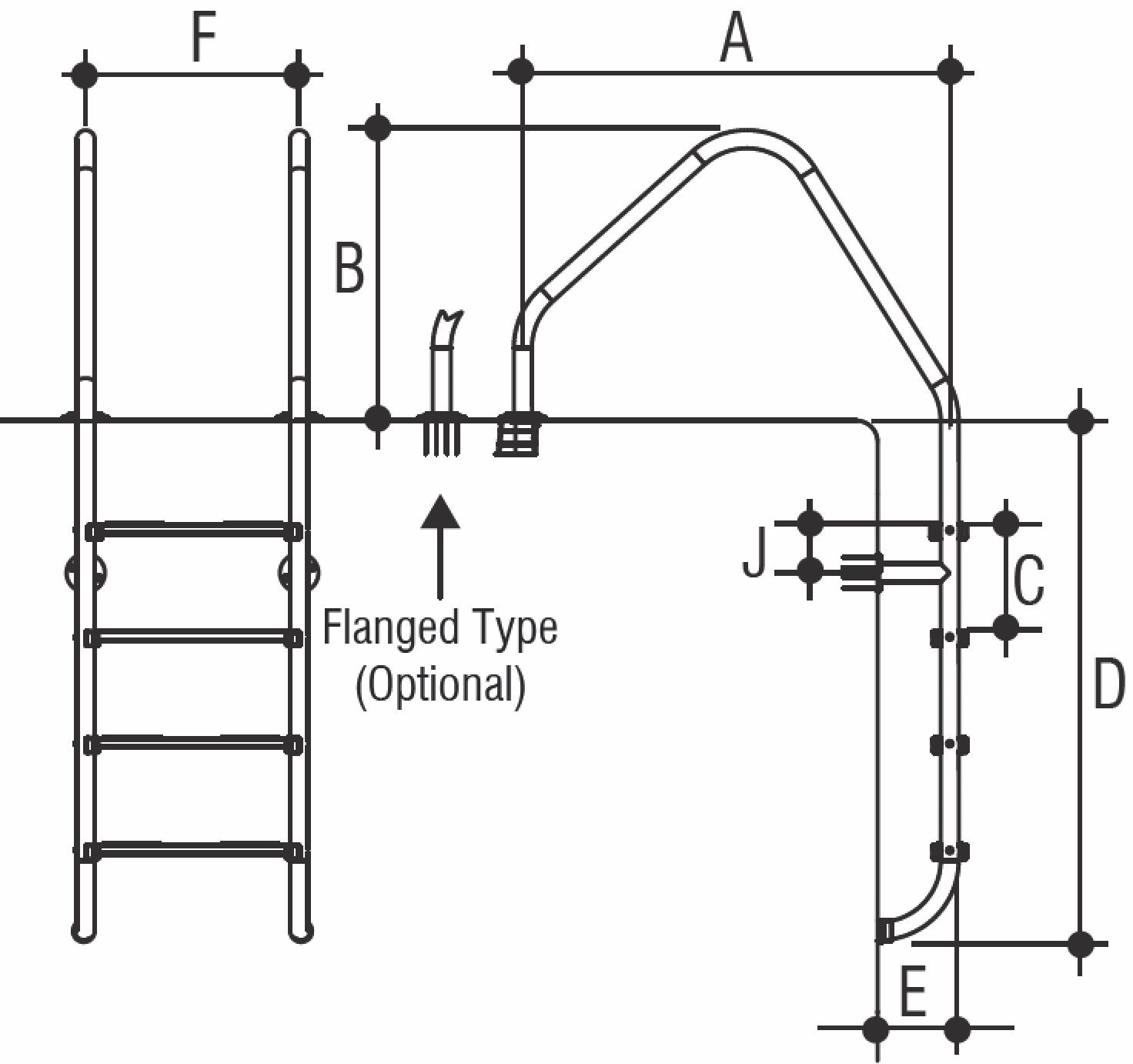 Лестница 4 ступени Gemas OVERFLOW AISI 316 (0312413)